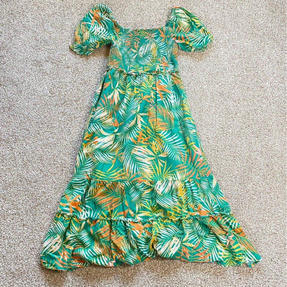 Betsey Johnson Tropical Smocked Maxi Dress, Medium - Picture 2 of 9